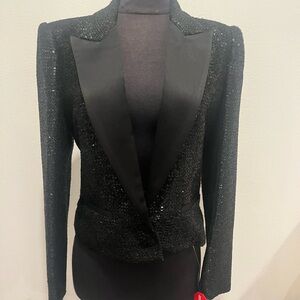 NWT L'AGENCE Black Sequin Blazer